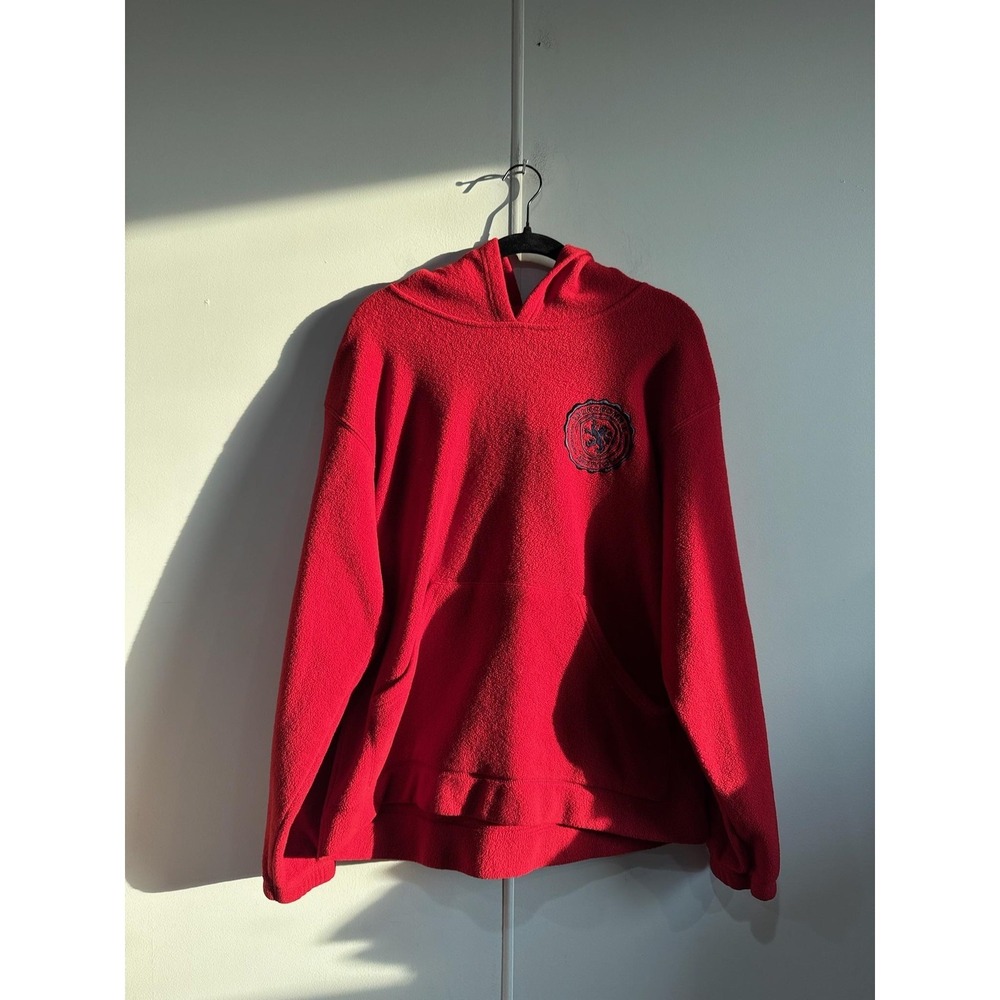 VTG Abercrombie & Fitch Hoodie‎ Mens Large Red Fleece Pullover Muscle Logo